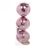 Новогодние шары 6 см (набор 3 шт) «Ажур», розовый