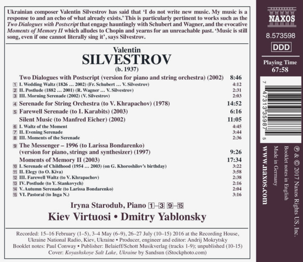 Iryna Starodub, Kiev Virtuosi, Dmitry Yablonsky / Silvestrov: Moments Of Memory II (CD)