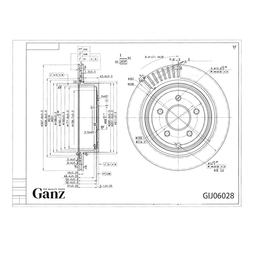 Диск тормозной GANZ задний с покрытием INFINITI FX-35 03 / NISSAN Murano 05-08 Арт.: GIJ06028