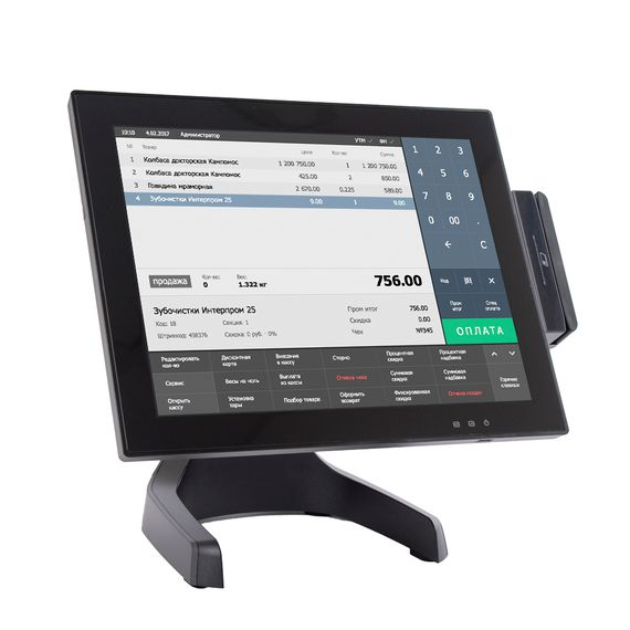 Сенсорный моноблок POScenter POS400 (J4125, P-CAP, RAM 4Gb / SSD 128 Gb, MSR), без ОС
