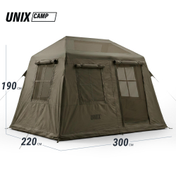Надувная палатка UNIX Camp Vega 3х2 зеленый (+ навес)