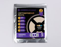 Ambrella Светодиодная лента Ambrella Light GS3302 2835 240Led /18W m/ 24V IP20 4500K 5m LED Strip 24V GS3302