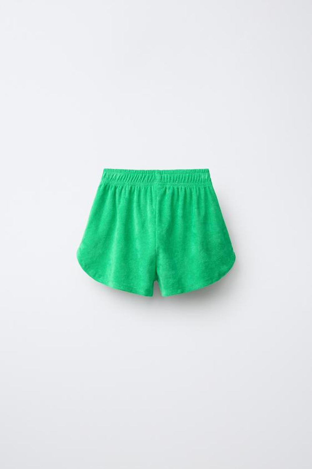ZARA КОМПЛЕКТ ИЗ ПОЛО И ШОРТОВ ИЗ МАХРОВОЙ ТКАНИ, ЗЕЛЕНЫЙ