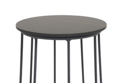 "Эквадор" журнальный стол из HPL круглый Ø40 H55, каркас из алюминия темно-серый (RAL 7024) муар, цвет столешницы "черный мрамор"