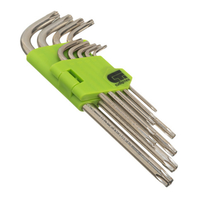 Набор ключей имбусовых Tamper-Torx , 9 шт: ТТ10-ТТ50.45x, закаленные, удлиненные, никель Сибртех 12322