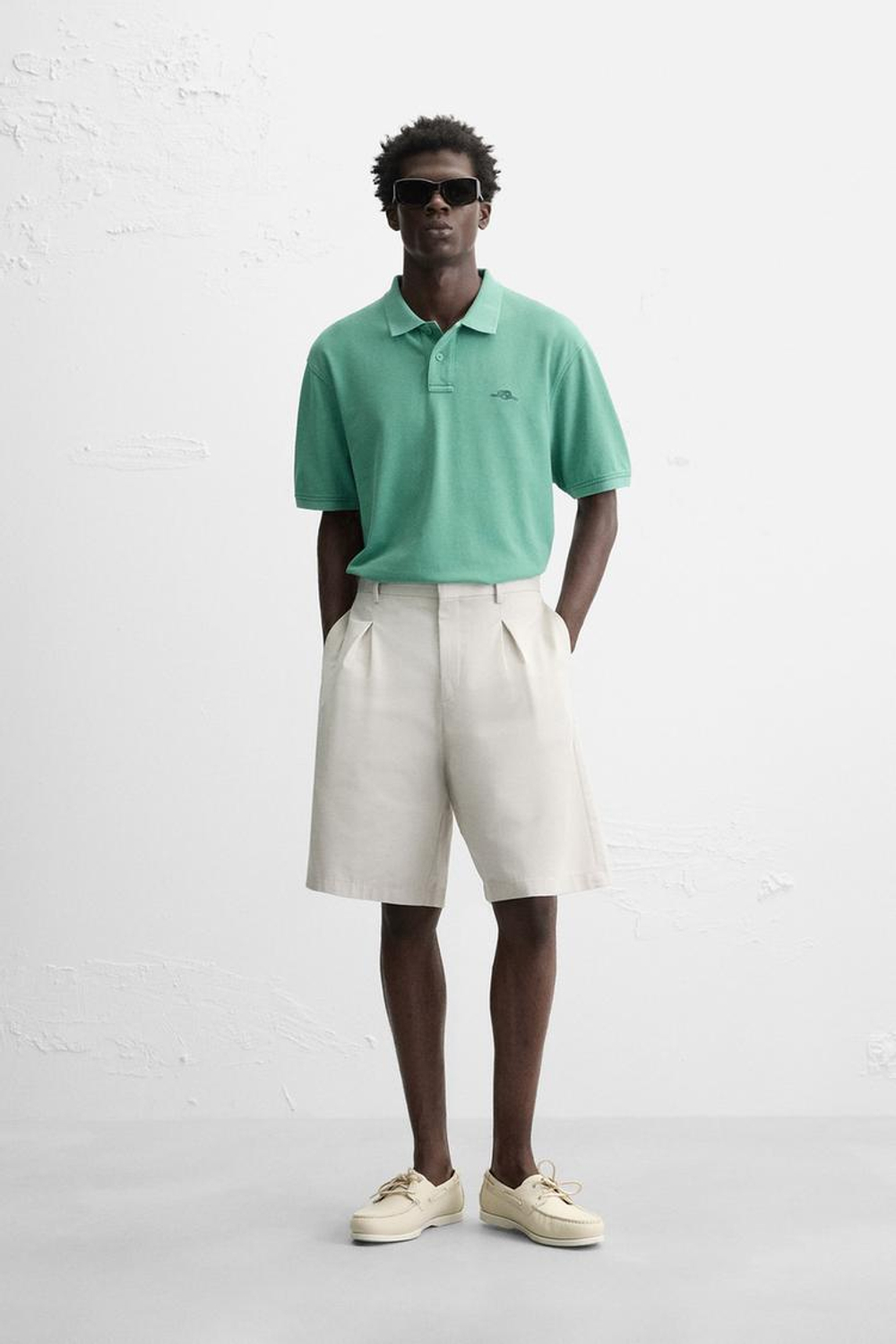 ZARA ПОЛО ПИКЕ, ЛИНЯЛЫЙ ЗЕЛЕНЫЙ