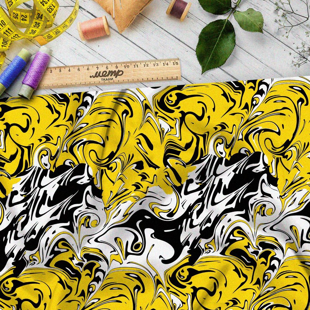 Ткань бифлекс жидкое жёлтое такси