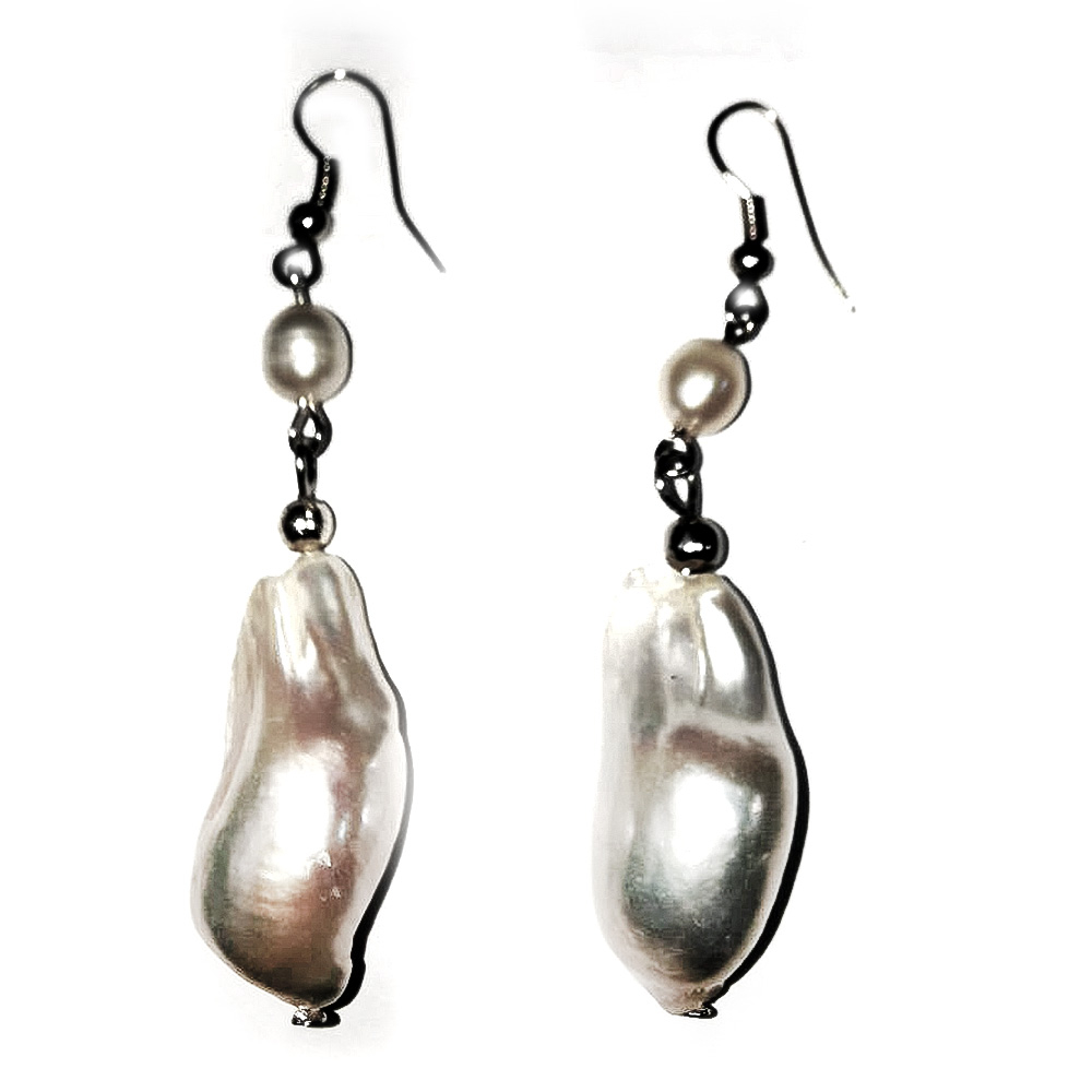 Серьги "Барокко" жемчуг белый