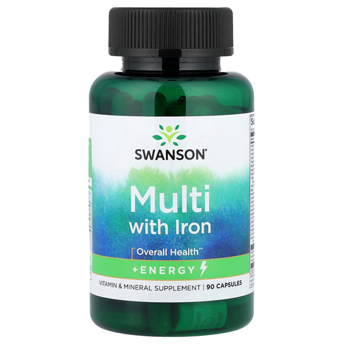 Swanson, мультивитамины с железом, 90 капсул