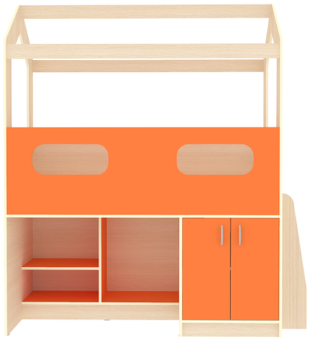 Кровать-чердак КарИВи ДС-12  Дуб Молочный Оранжевый