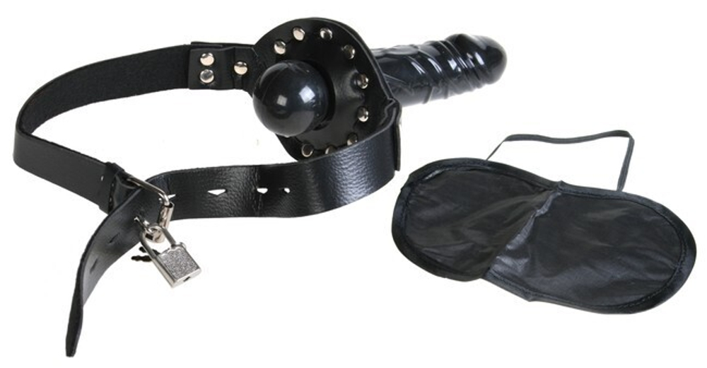Фаллос-кляп Deluxe Ball Gag with Dildo (Цвет: черный)