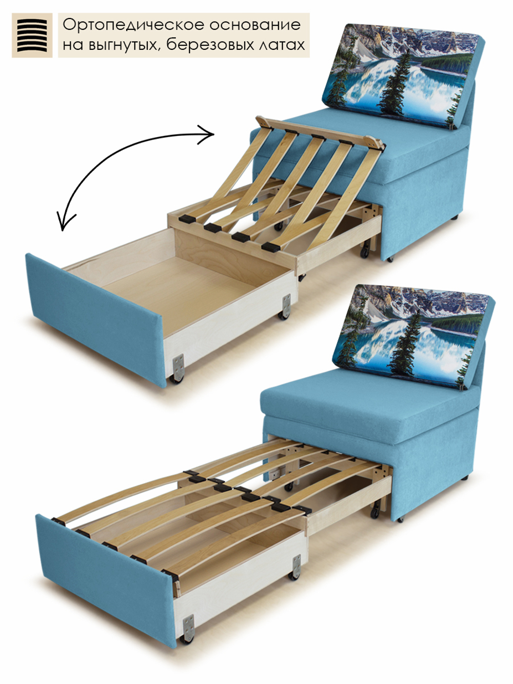 Кресло-кровать "Миник" 70 см, купон Пейзаж