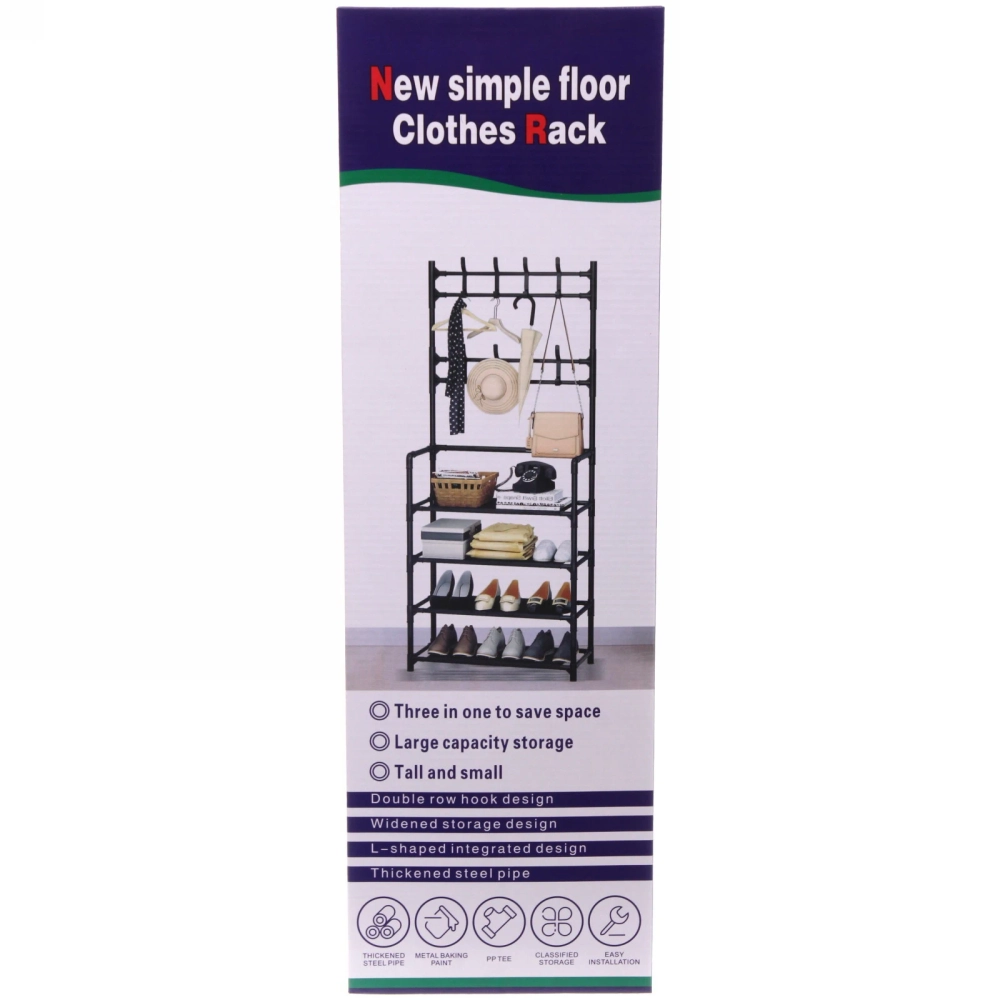 Вешалка напольная, четыре полки 154х30х60 черная
