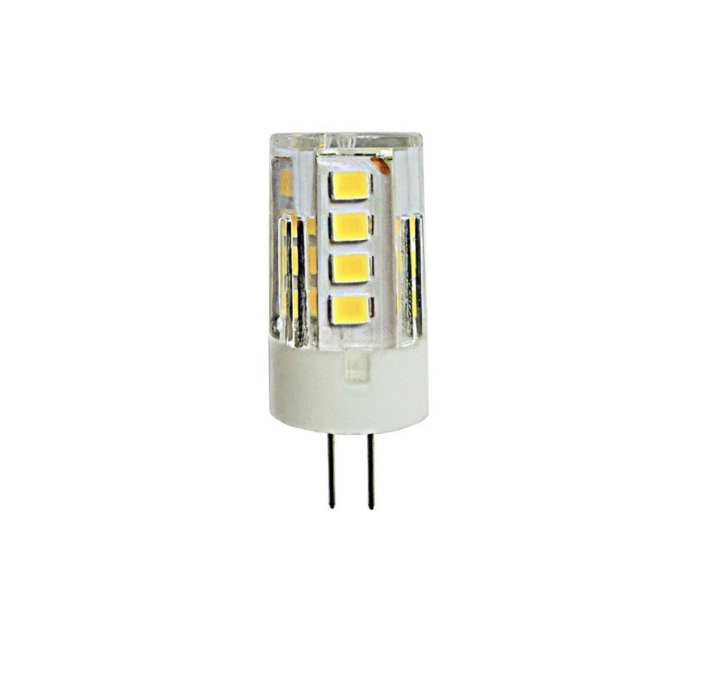LED - Лампа светодиодная. прозрачная (кукуруза). ТЕПЛЫЙ свет 3000К. Мощность 5W. Под патрон G4