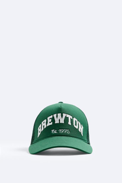 ZARA КЕПКА С РЕЛЬЕФНОЙ НАДПИСЬЮ, ЗЕЛЕНЫЙ