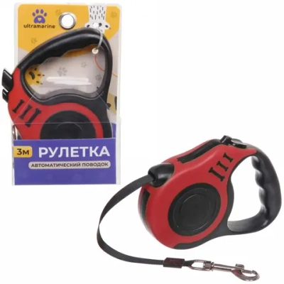Поводок-рулетка «Дог» 3м до 15кг цвет красный✦
