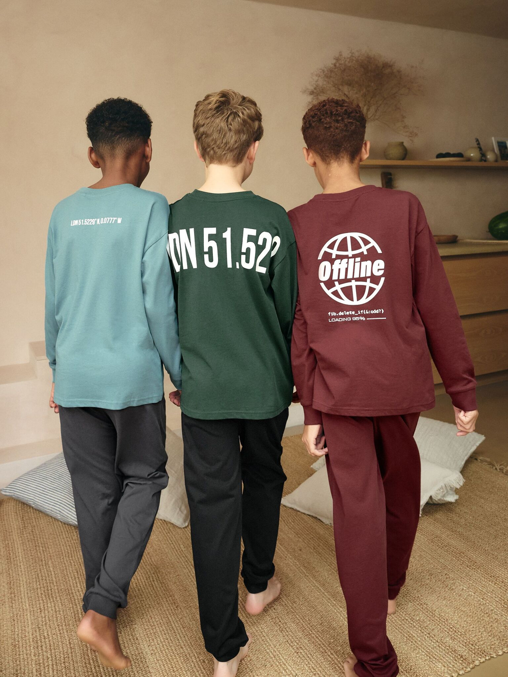 Пижама для мальчика Next K99-112, 3 шт., Бордовый, Зеленый, Голубой