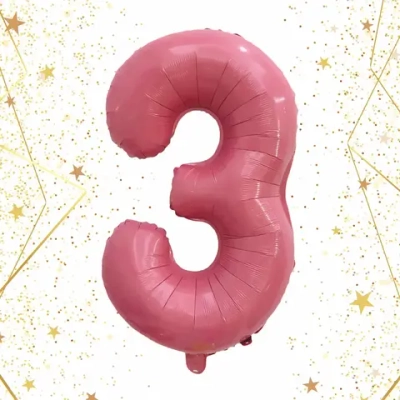 Шар фольгированный 32'/81см «Цифра «3» (розовый)