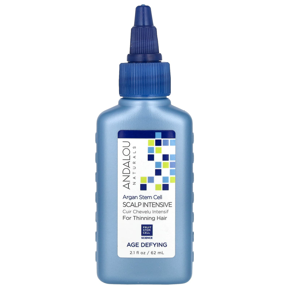 Andalou Naturals, аргановые стволовые клетки, интенсивное средство для кожи головы, против выпадения волос, омолаживающий эффект, 62 мл (2,1 жидк. унции)