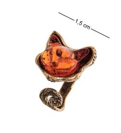 AM-2459 Кольцо «Кошечка» (латунь, янтарь)