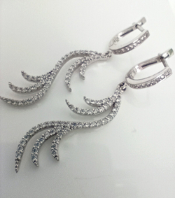 Серьги с подвесками "Эстерелла", серебро 925 пробы, родированные, с фианитами/Ф