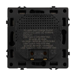 Механизм розетки с быстрой USB зарядкой SCT-NOBE-MUAC-SFPL-FC-BK (65W, QC3) (Arlight, -) 054317