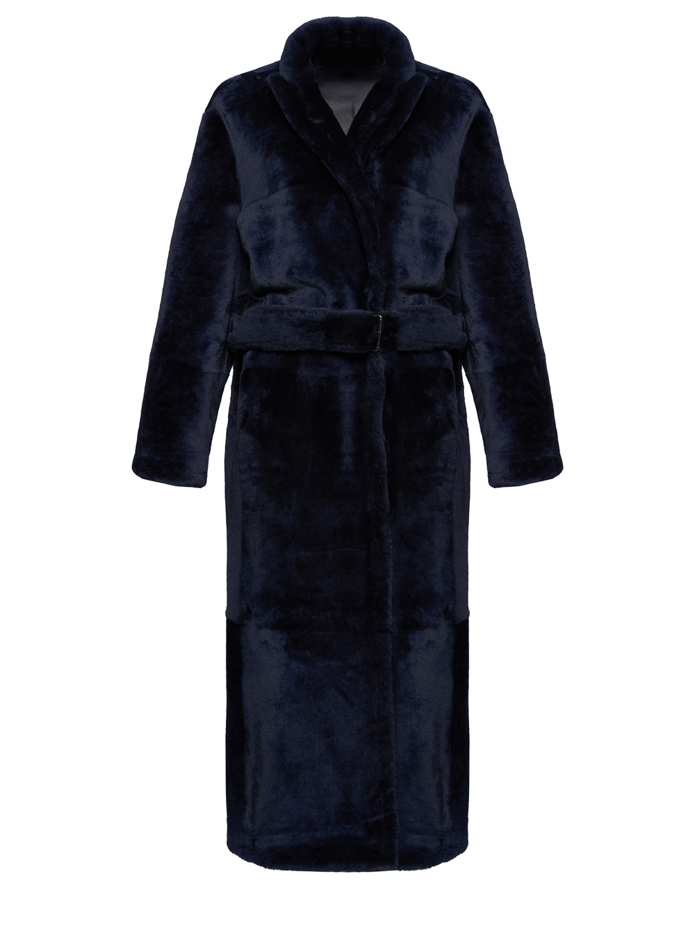 Синяя двусторонняя дубленка из овчины