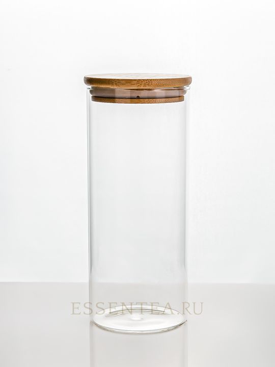 Банка стеклянная с бамбуковой крышкой 1000 мл