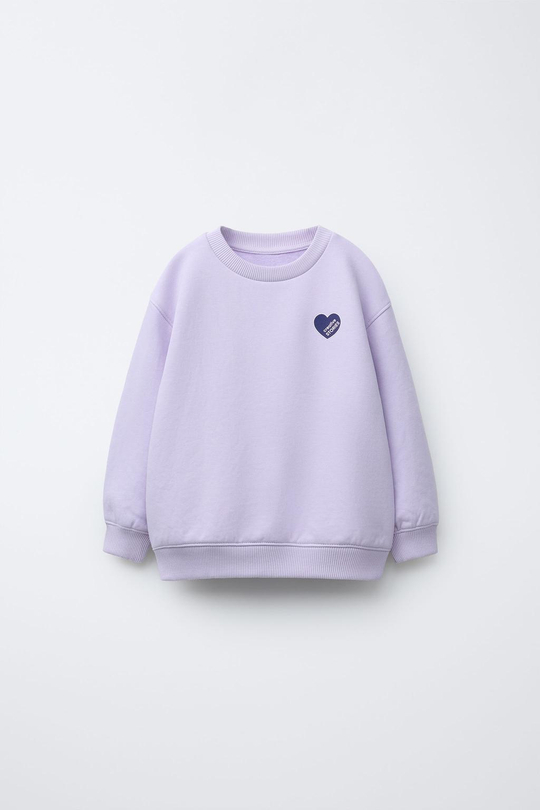 ZARA БАЗОВАЯ ТОЛСТОВКА С СЕРДЦЕМ, ЛАВАНДОВЫЙ