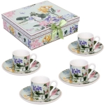 Кофейный набор 8 предметов «Цветочная фантазия» (4 кружи 100мл+4 блюдца)