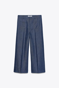 ZARA БРЮКИ С ВЫСОКОЙ ПОСАДКОЙ — LIMITED EDITION, МОРСКОЙ СИНИЙ