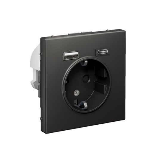 Розетка ArtGallery 16А с 2-мя заряд. устройствами USB A+C 5В/2.4А/3А 2х5В/1.5А механизм базальт SE GAL001432