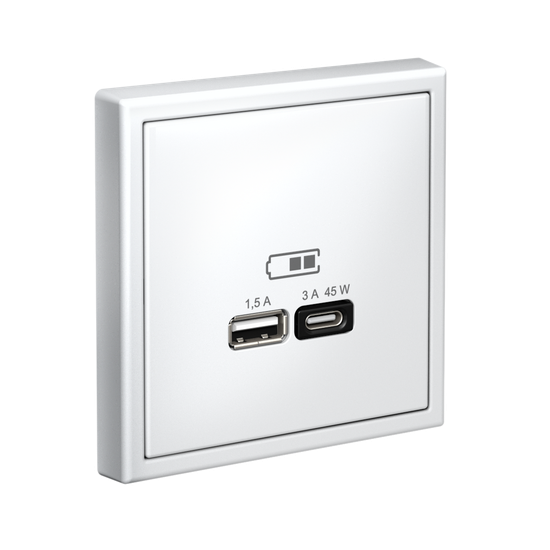 Розетка USB ArtGallery тип A+C 45Вт QC PD высокоскор. ЗУ механизм бел. SE GAL000129