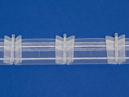 Шторная лента Bandex BOOGIE 1:2.0 P3, групповые складки, цвет прозрачный (ширина 50 mm)