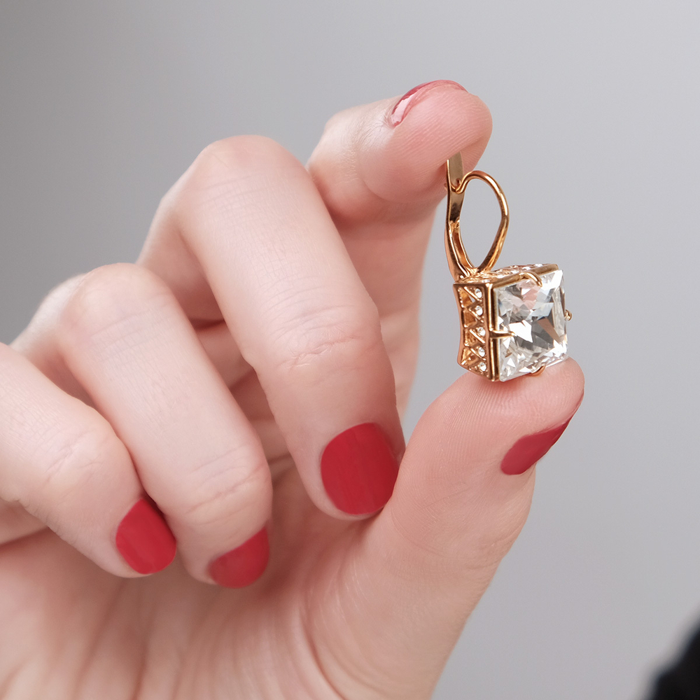 "Град" серьги в золотом покрытии из коллекции "Погода" от Jenavi  с английским замком