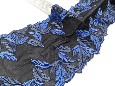 Вышивка на сетке (эластичная), 21 см, черный и ультрамарин, (Арт: VS-1016), м