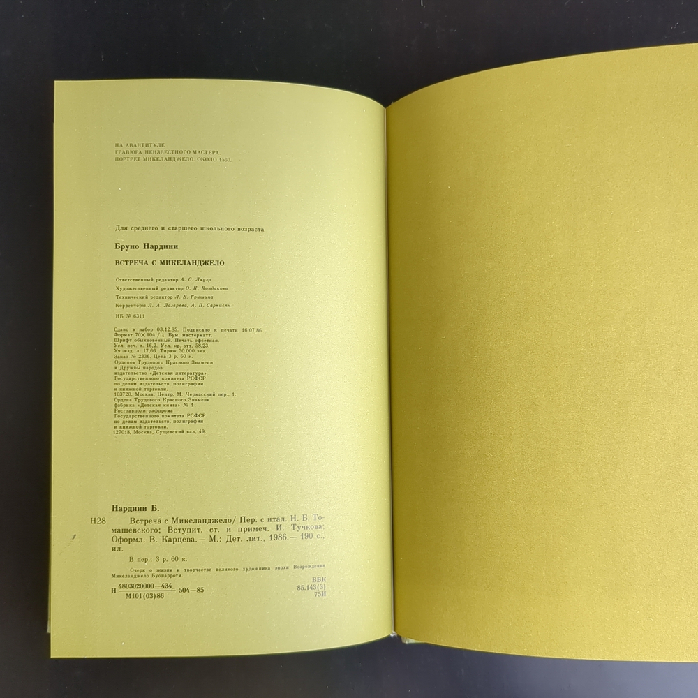 Книга Б.Нардини. Встреча с Микеланджело. 1986 г. Искусство