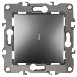 12-1102-12 ЭРА Выключатель с подсветкой, 10АХ-250В, IP20, Эра12, графит | Эра 12 Графит