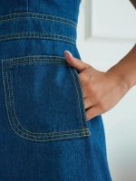 Платье сарафан джинсовый с открытыми плечами летний