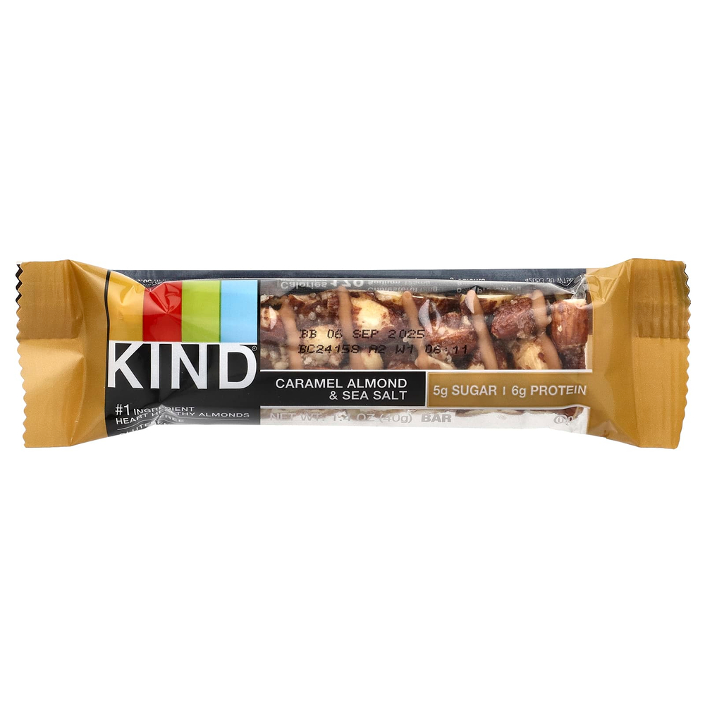 KIND Bars, Nuts & Spices, батончики с карамелью, миндалем и морской солью, 12 батончиков, весом 40 г (1,4 унции) каждый