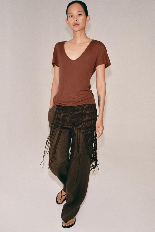 ZARA СВОБОДНАЯ ФУТБОЛКА С КОРОТКИМИ РУКАВАМИ, ЦВЕТ РОЗОВОГО МЕЛА