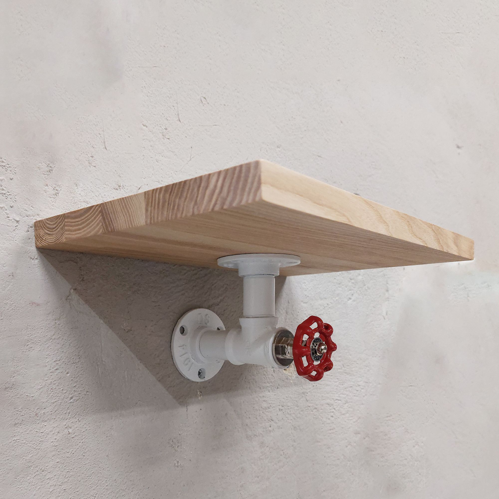 Кронштейн для настенных полок из стали и чугуна в стиле Лофт белого цвета