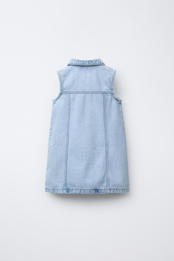 ZARA ДЖИНСОВОЕ ПЛАТЬЕ С ЗАСТЕЖКОЙ-МОЛНИЕЙ, ГОЛУБОЙ