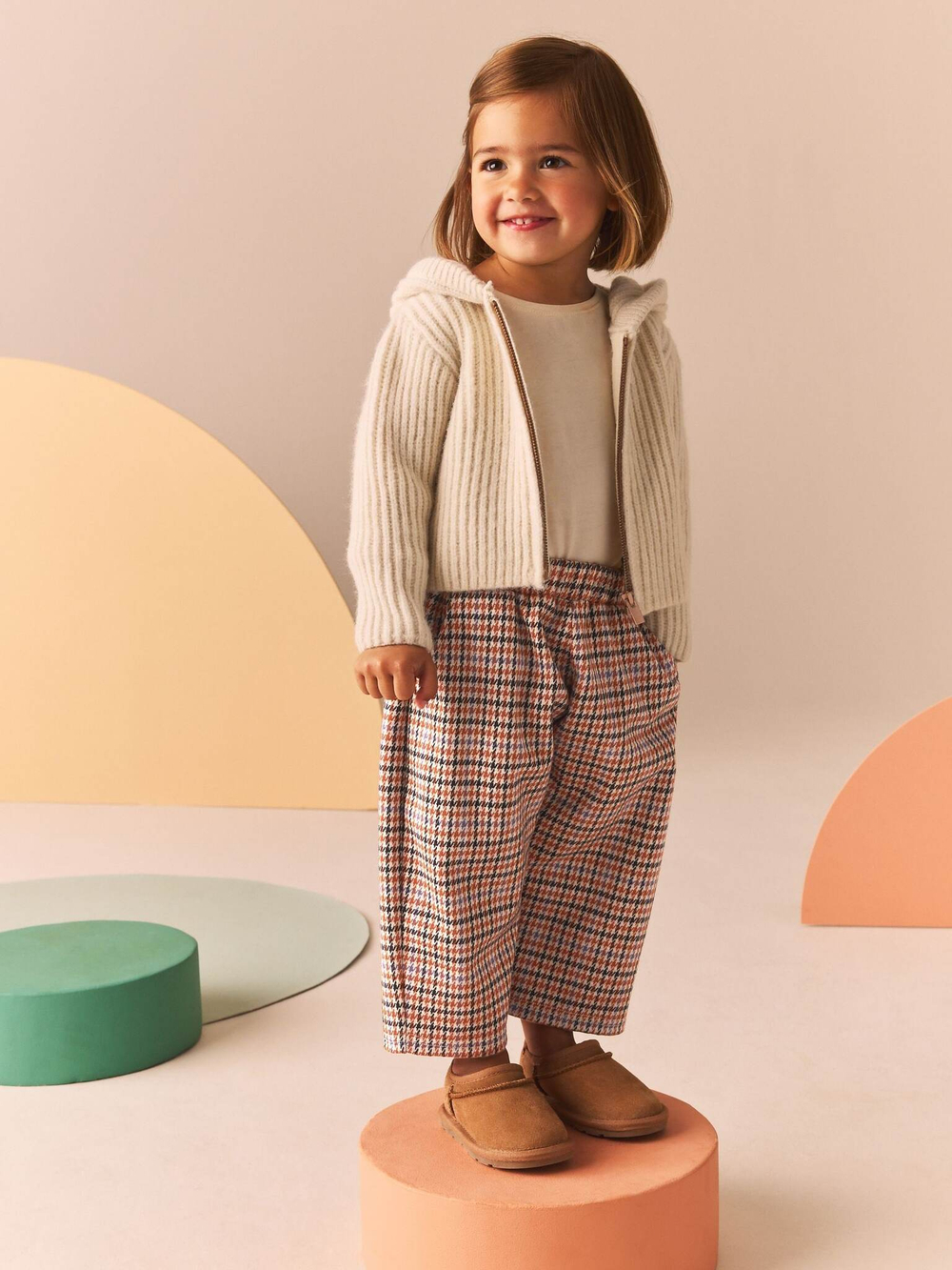 Брюки широкие для девочки Next B73-367, Коричневый