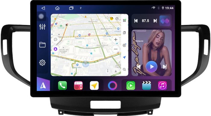Магнитола для Honda Accord 8 2008-2012 (ШГУ монохром, рамка вниз) - FarCar BX877 монитор 13" 2K QLED на Android 13, Быстрая, CarPlay, 4G SIM-слот