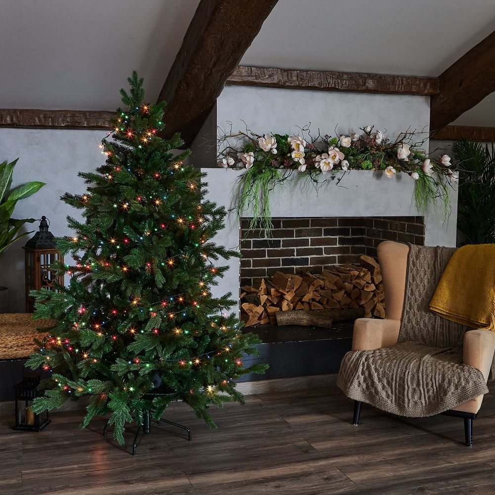 UDL-S0500-100-DGA MULTI IP20 MINI Гирлянда с контроллером. 5м. 100 миниламп накаливания. Разноцветный свет. Провод зеленый. TM Uniel.