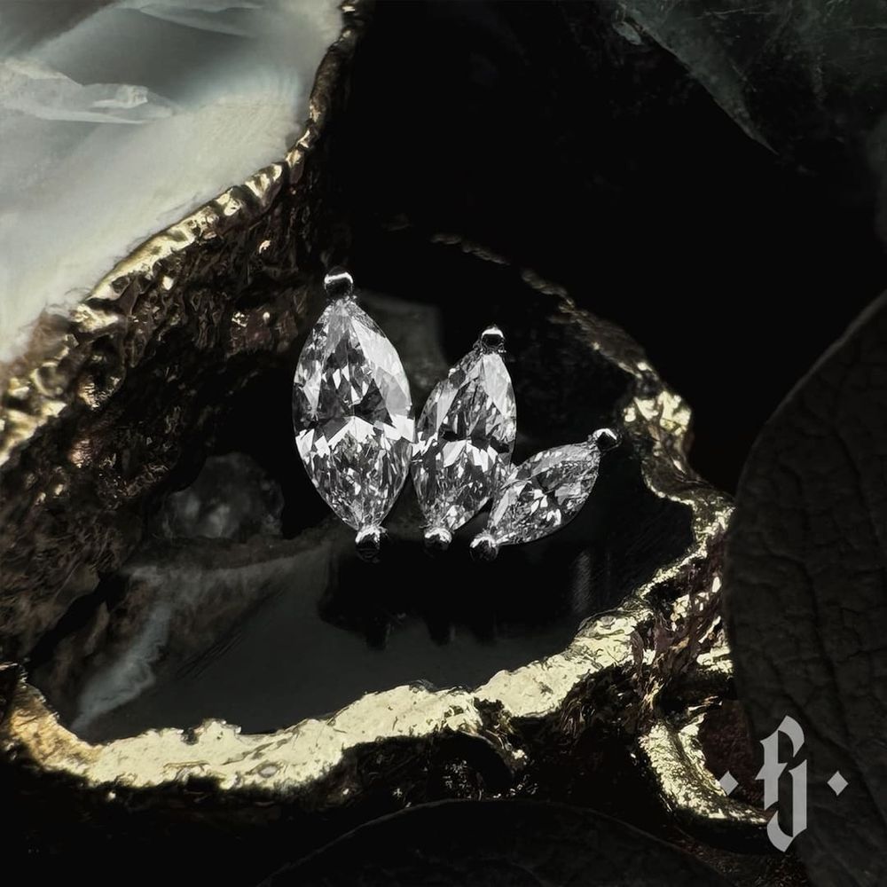 Кластер "Various Marquise" - Белое золото - White CZ