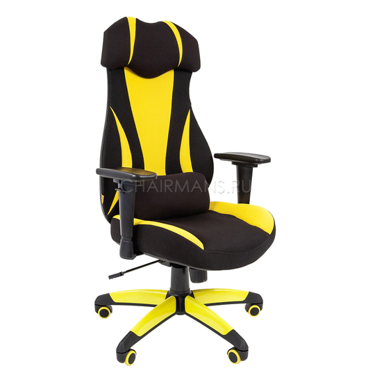 Кресло геймерское Chairman GAME 14 ткань черный/желтый