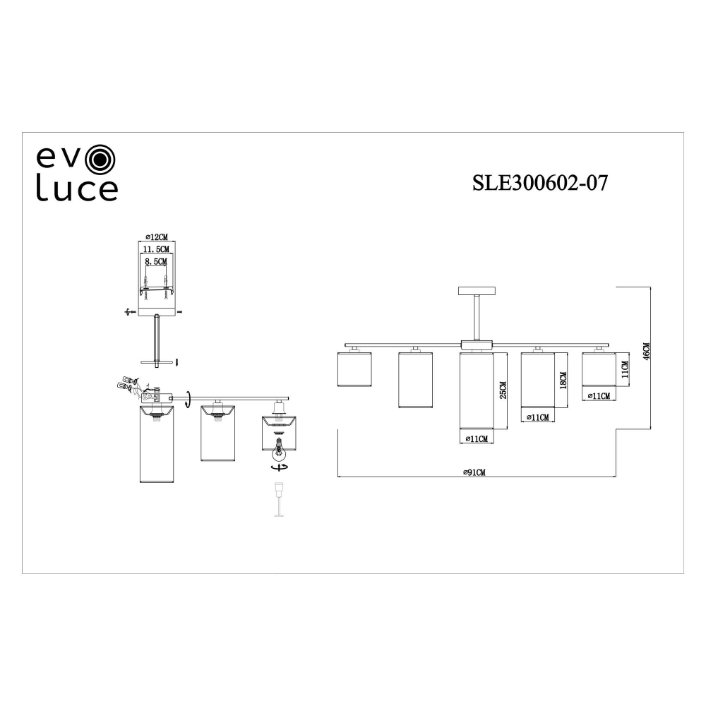 SLE300602-07 Светильник потолочный Хром/Белый, Бежевый, Зеленый E14 7*40W