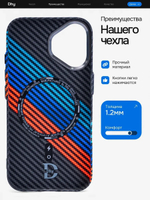 Карбоновый чехол на iPhone 16 Plus J220